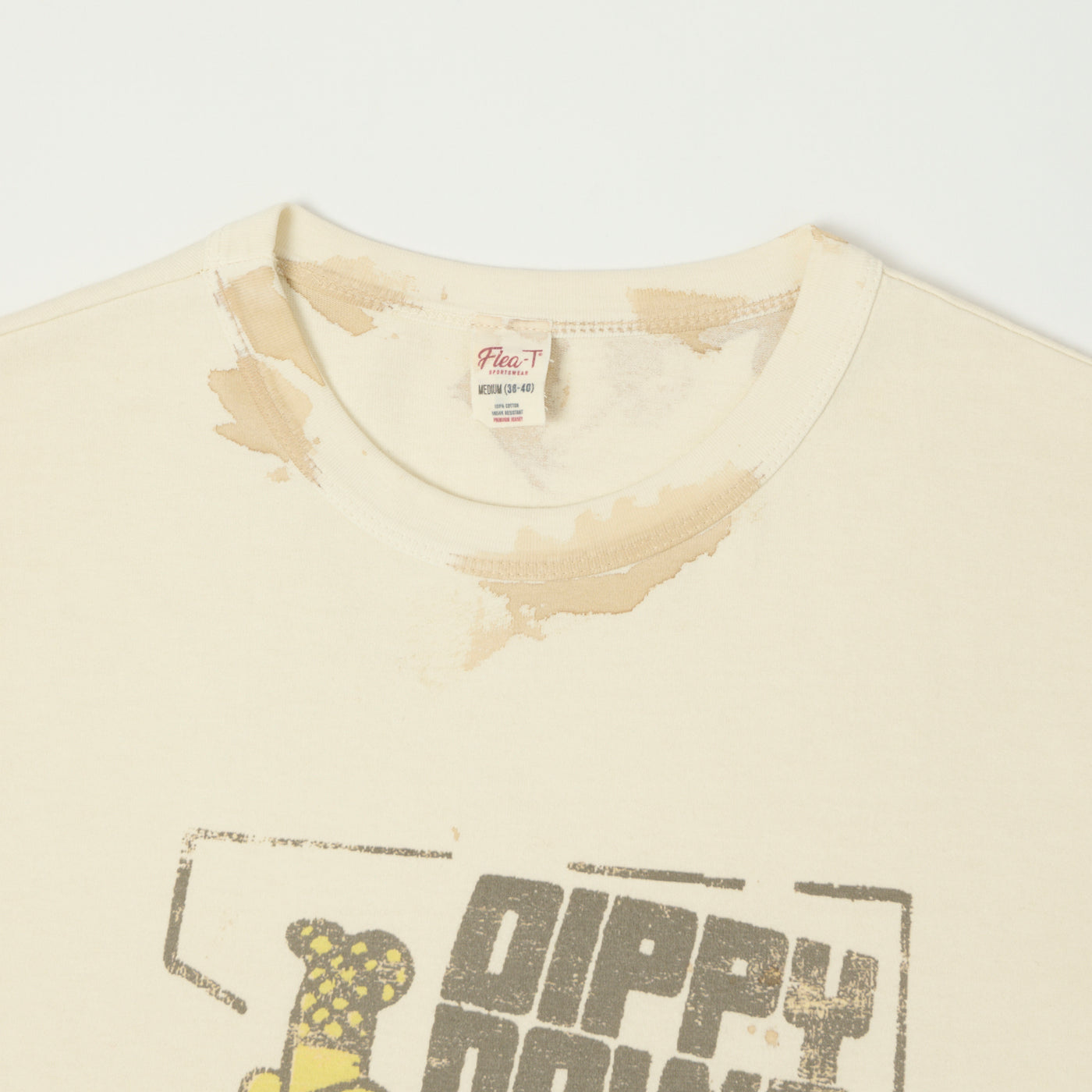 Flea-T 1950s Yellow 'Dippy Dawg' T-Shirt - White