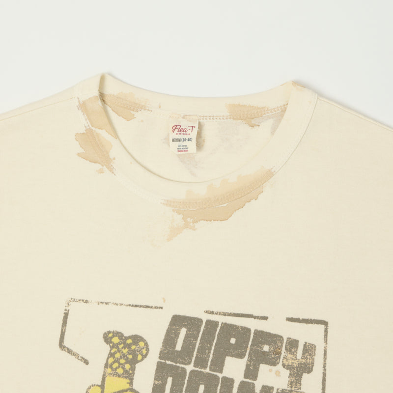 Flea-T 1950s Yellow 'Dippy Dawg' Short Sleeve T-Shirt - White