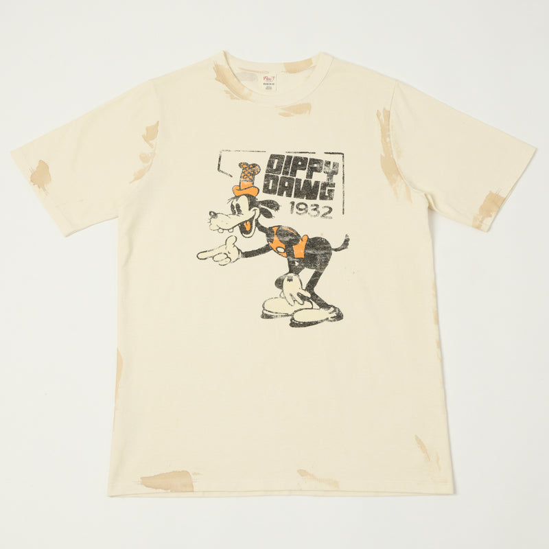 Flea-T 1950s Orange 'Dippy Dawg' Short Sleeve T-Shirt - White