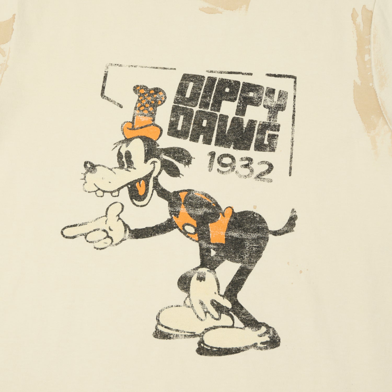 Flea-T 1950s Orange 'Dippy Dawg' T-Shirt - White
