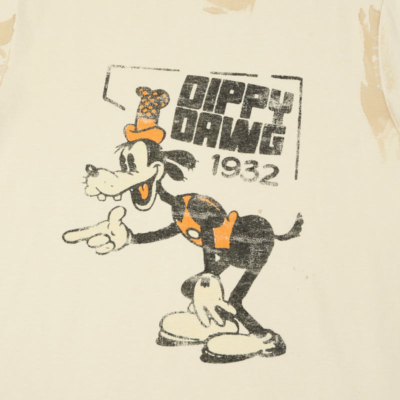 Flea-T 1950s Orange 'Dippy Dawg' Short Sleeve T-Shirt - White