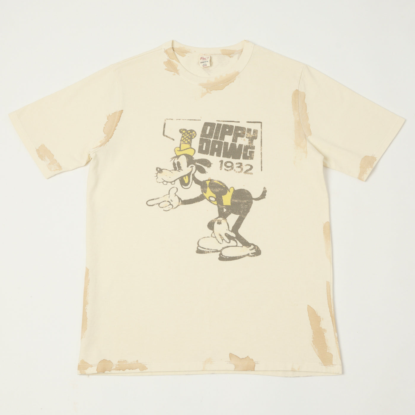 Flea-T 1950s Yellow 'Dippy Dawg' T-Shirt - White