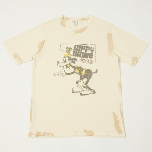 Flea-T 1950s Yellow 'Dippy Dawg' Short Sleeve T-Shirt - White