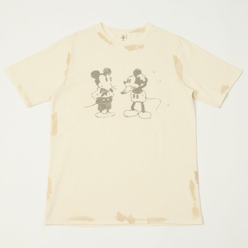 Flea-T 1950s 'Mono Mickey Evolution' Short Sleeve T-Shirt - White