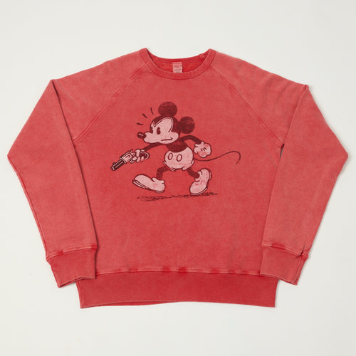 Flea-T 1950s Raglan Sleeve 'Rebel Mickey' Sweatshirt - Red