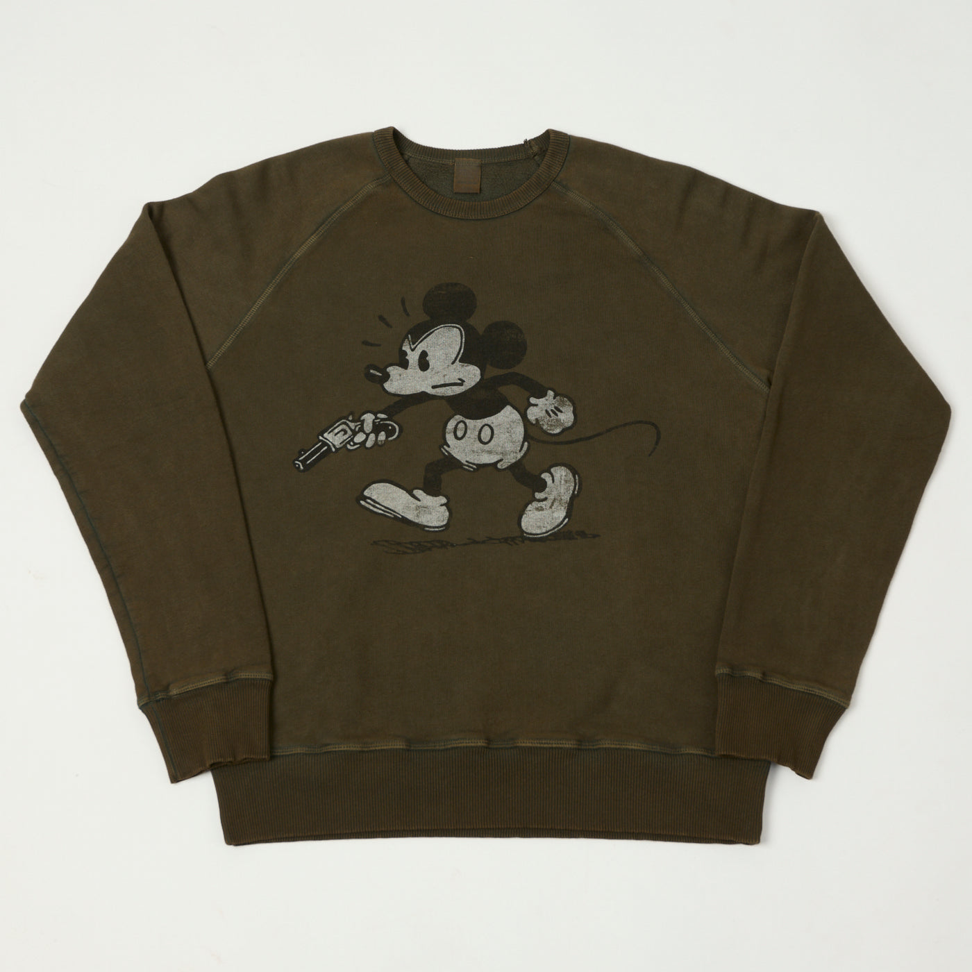 Flea-T 1950s Raglan Sleeve 'Rebel Mickey' Sweatshirt - Brown