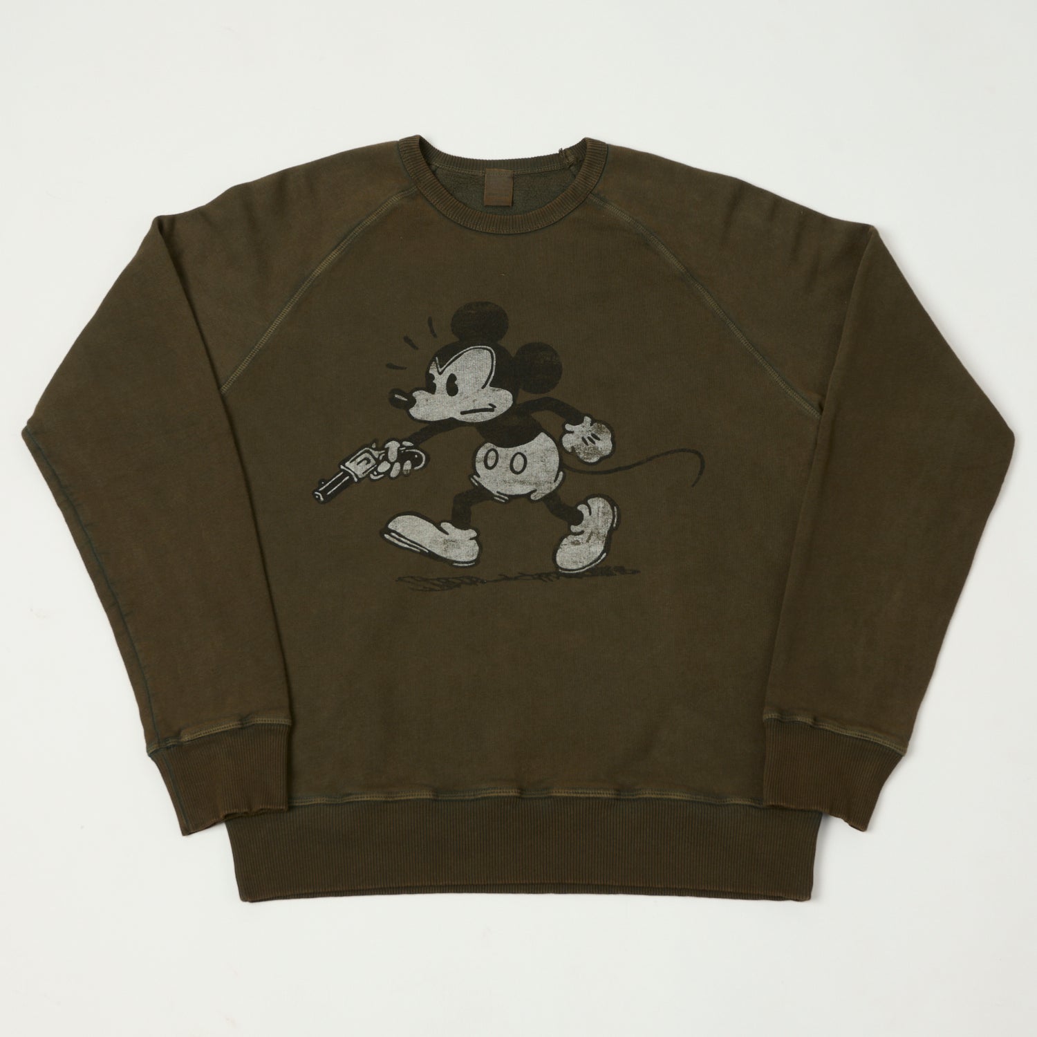 Flea-T 1950s Raglan Sleeve 'Rebel Mickey' Sweatshirt - Brown