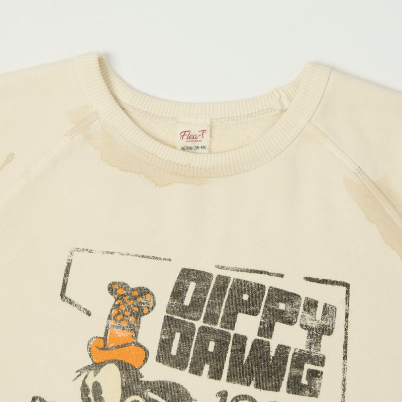 Flea-T 1950s Raglan 'Dippy Dawg' Sweatshirt - White