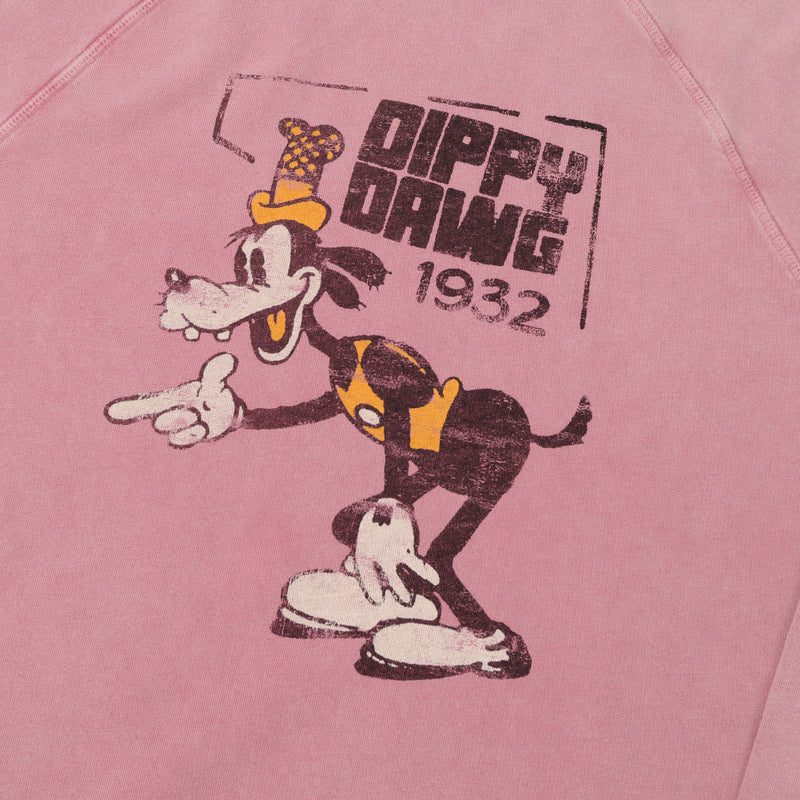 Flea-T 1950s Raglan 'Dippy Dawg' Sweatshirt - Pink