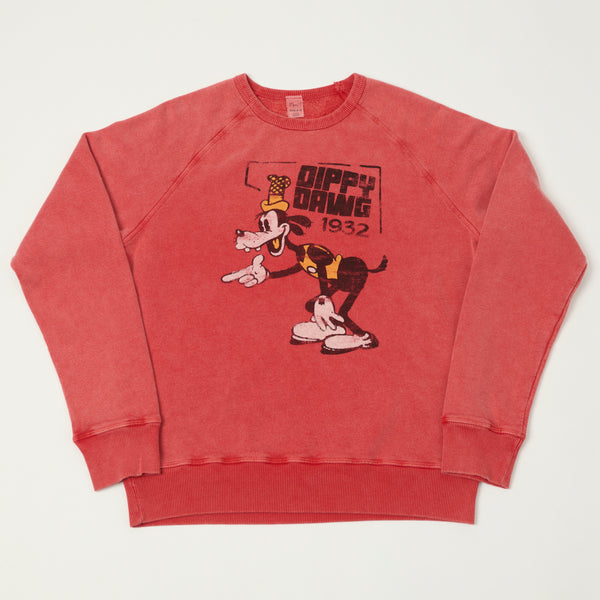 Flea-T 1950s Raglan 'Dippy Dawg' Sweatshirt - Red