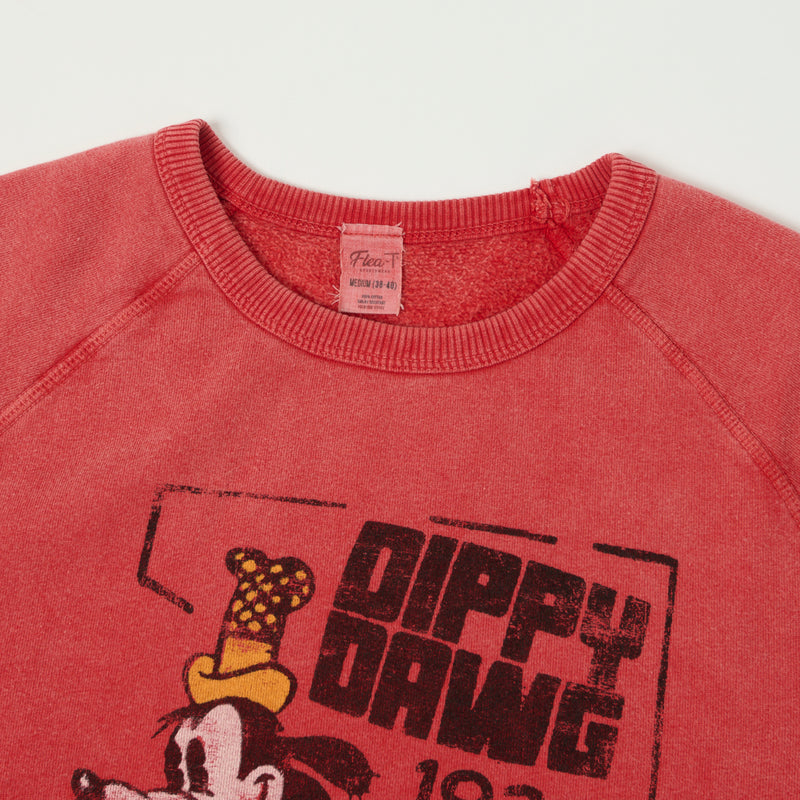 Flea-T 1950s Raglan 'Dippy Dawg' Sweatshirt - Red