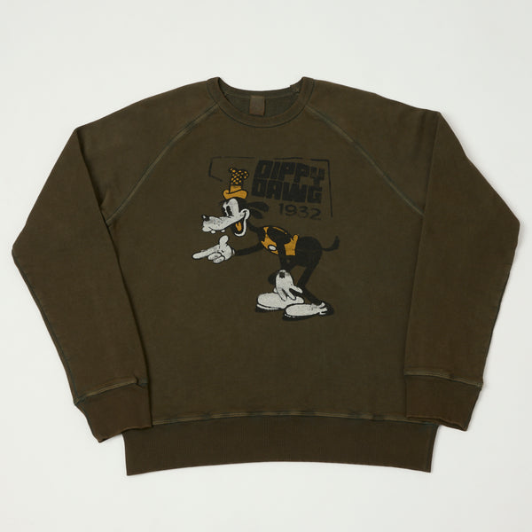 Flea-T 1950s Raglan 'Dippy Dawg' Sweatshirt - Brown