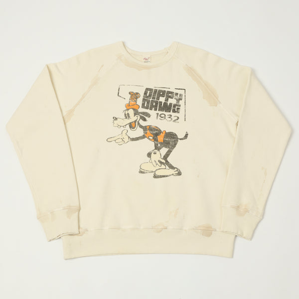 Flea-T 1950s Raglan 'Dippy Dawg' Sweatshirt - White