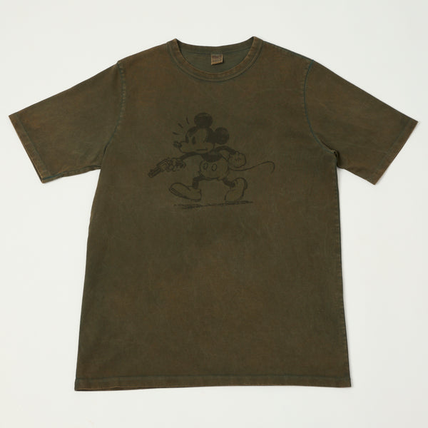 Flea-T 1950s 'Mono Rebel Mickey' Short Sleeve T-Shirt - Brown