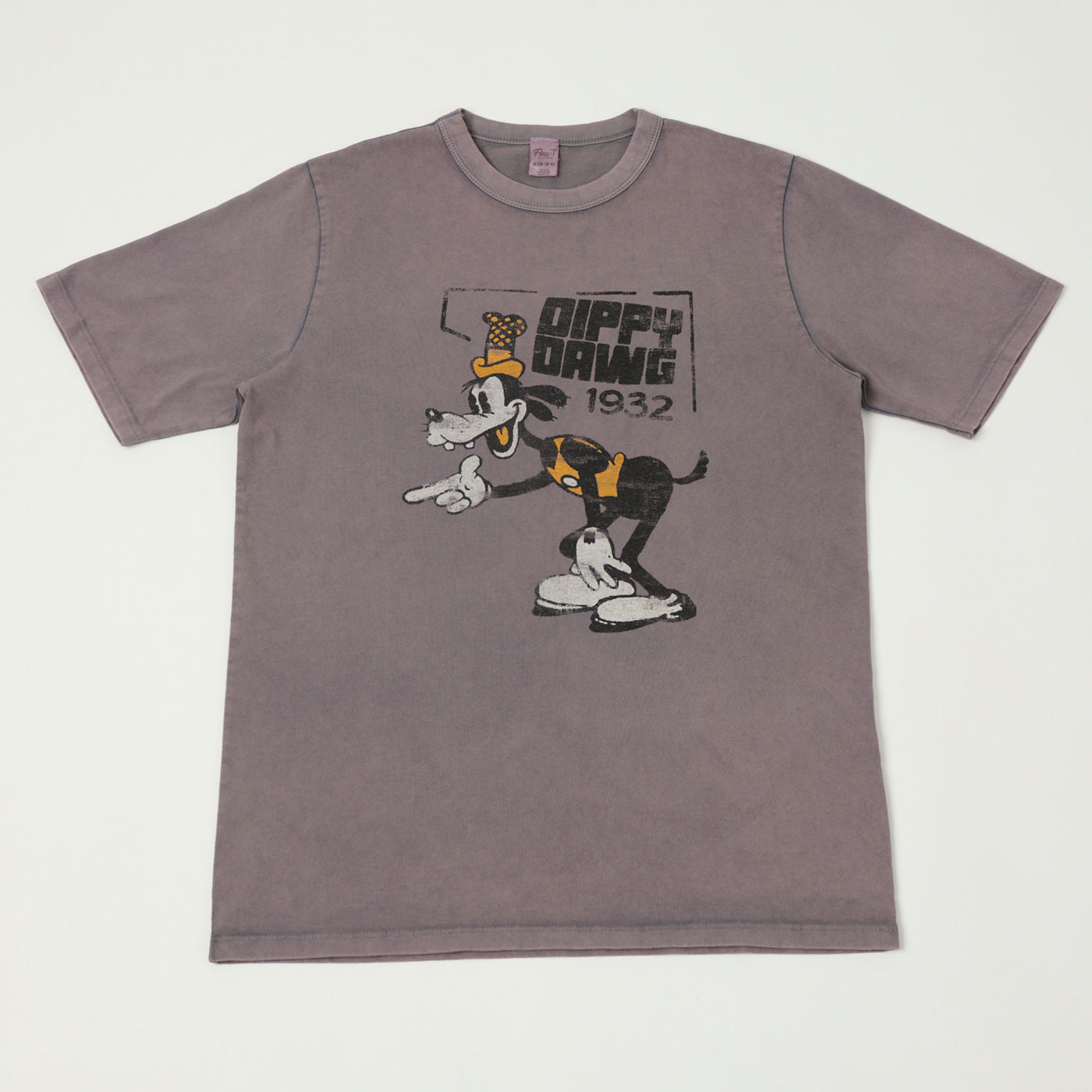 Flea-T 1950s Orange 'Dippy Dawg' T-Shirt - Navy