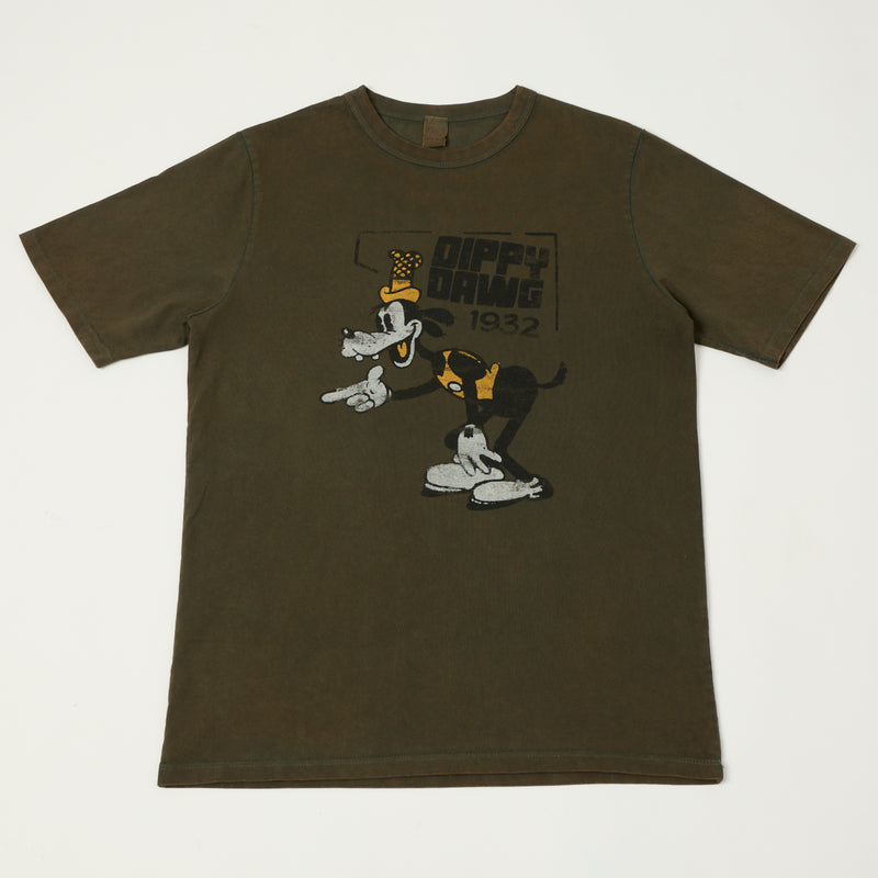 Flea-T 1950s Orange 'Dippy Dawg' Short Sleeve T-Shirt - Brown