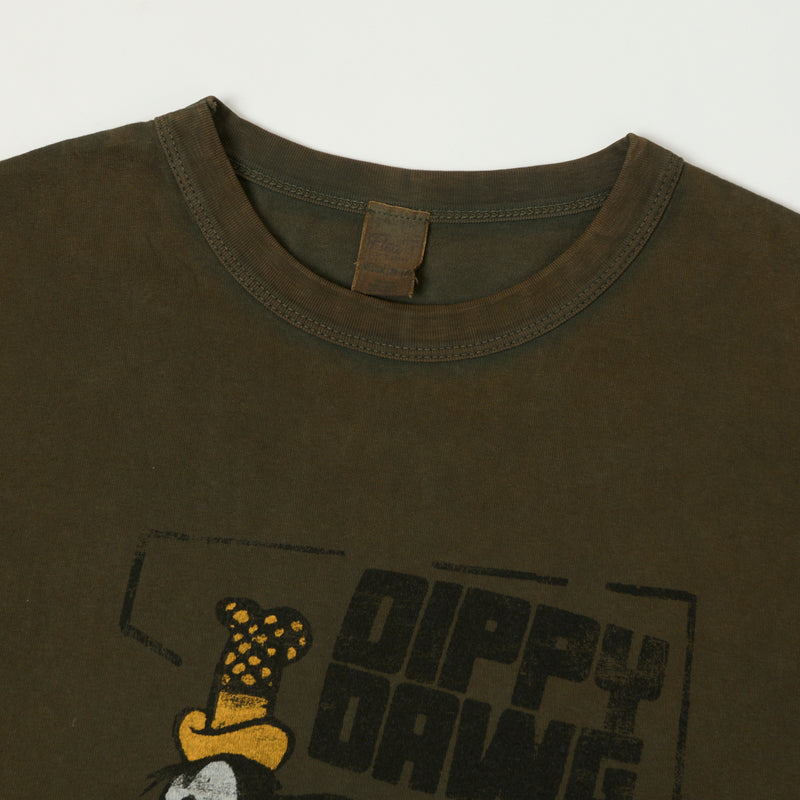 Flea-T 1950s Orange 'Dippy Dawg' Short Sleeve T-Shirt - Brown