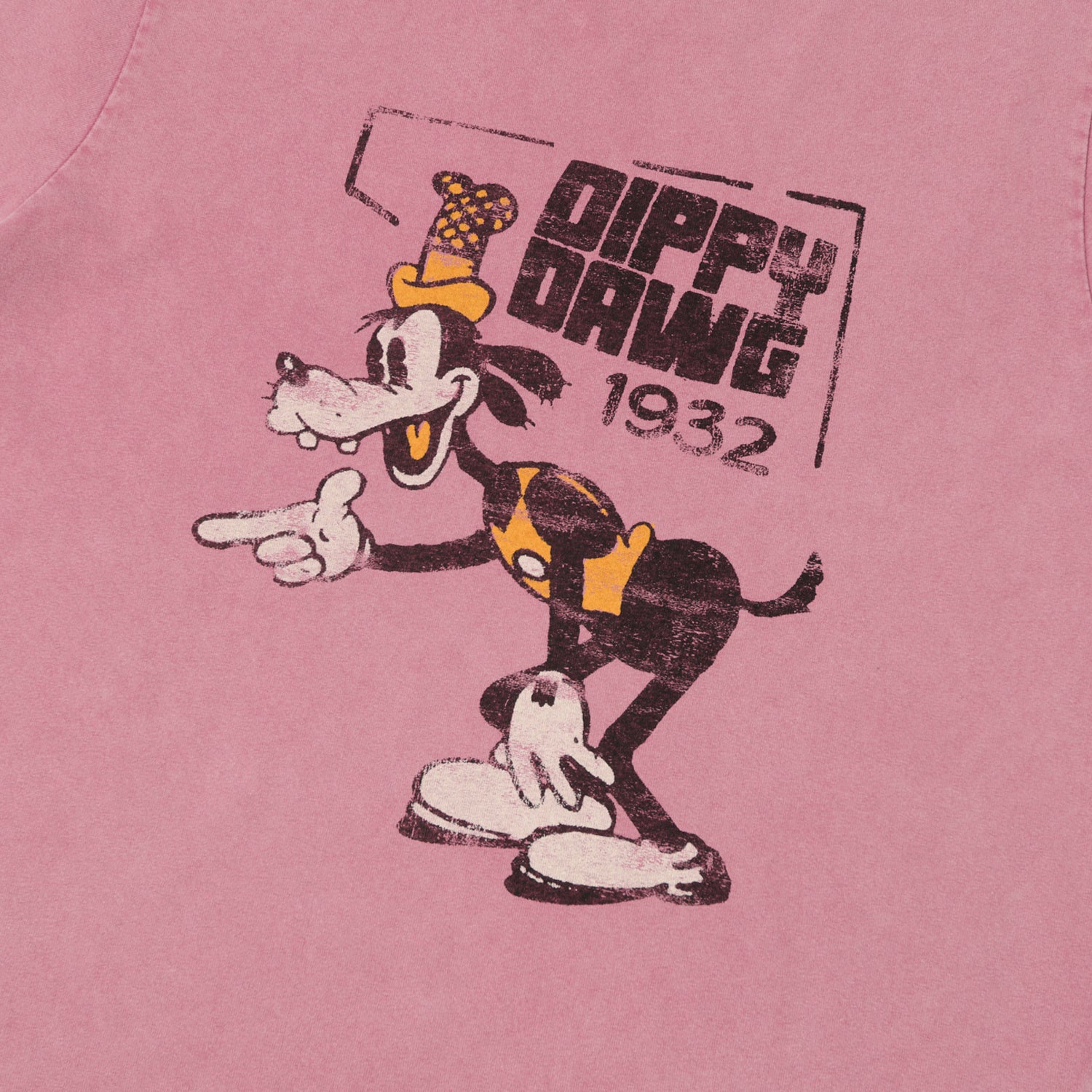 Flea-T 1950s Orange 'Dippy Dawg' T-Shirt - Pink