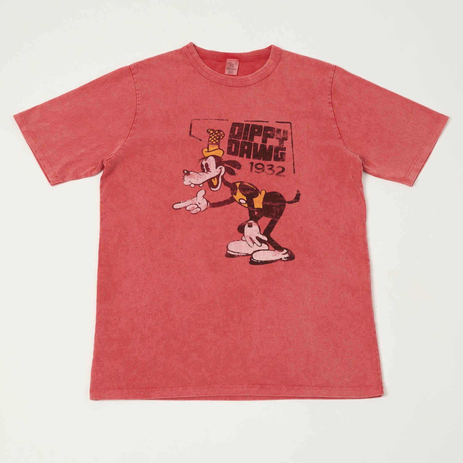 Flea-T 1950s Orange 'Dippy Dawg' T-Shirt - Red