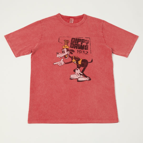 Flea-T 1950s Orange 'Dippy Dawg' Short Sleeve T-Shirt - Red