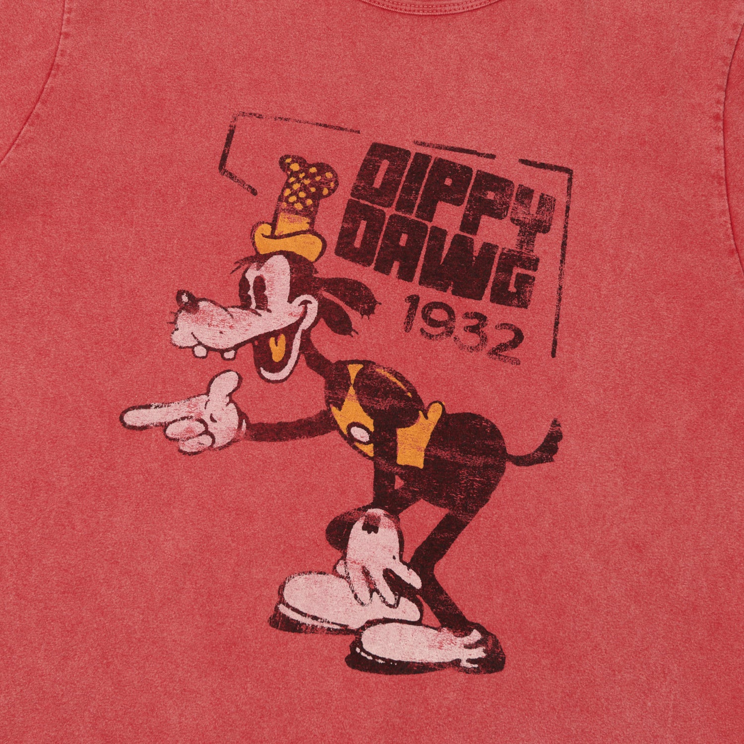 Flea-T 1950s Orange 'Dippy Dawg' T-Shirt - Red