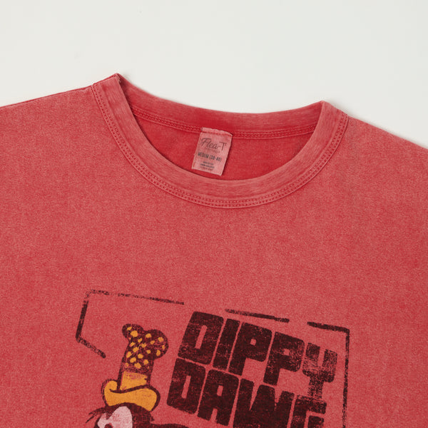 Flea-T 1950s Orange 'Dippy Dawg' Short Sleeve T-Shirt - Red