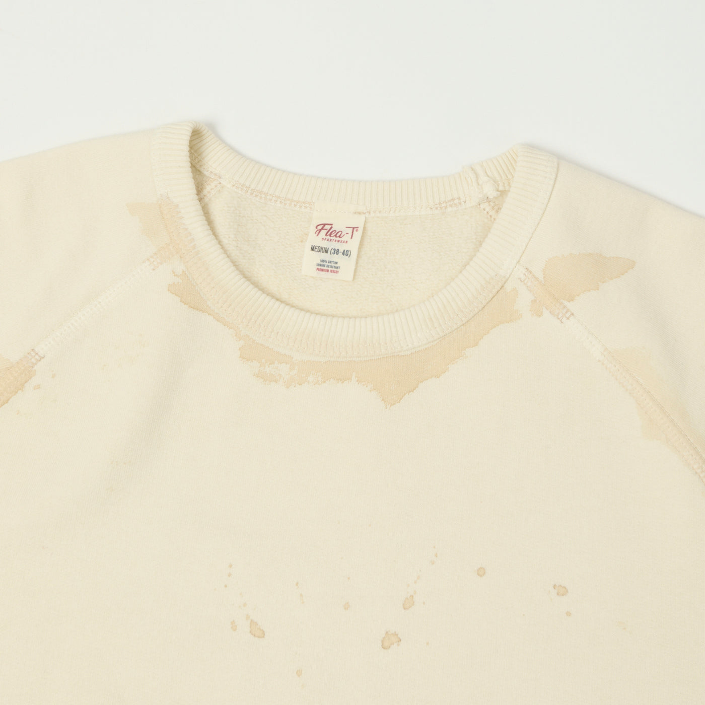 Flea-T 1950s Raglan Sleeve 'Vintage' Wash Sweatshirt - White