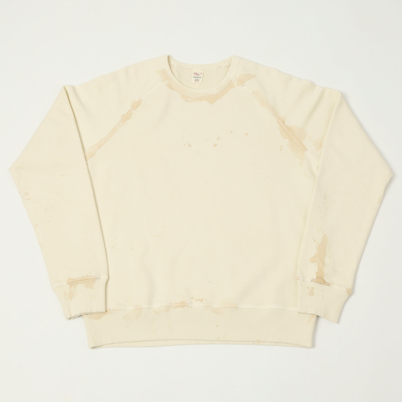 Flea-T 1950s Raglan Sleeve 'Vintage' Wash Sweatshirt - White