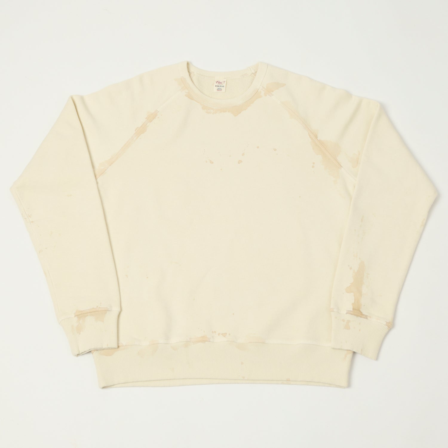 Flea-T 1950s Raglan Sleeve 'Vintage' Wash Sweatshirt - White