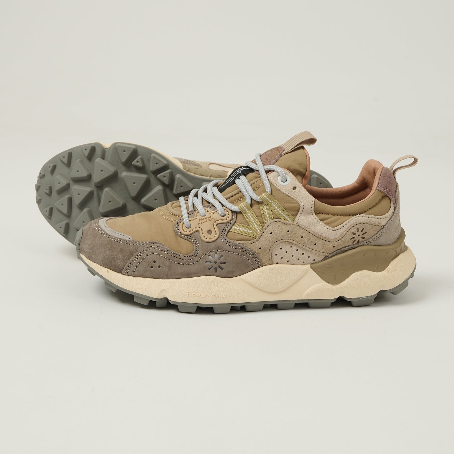 Flower Mountain Yamano 3 Suede/Nylon Sneaker - Grey/Mud/Off White