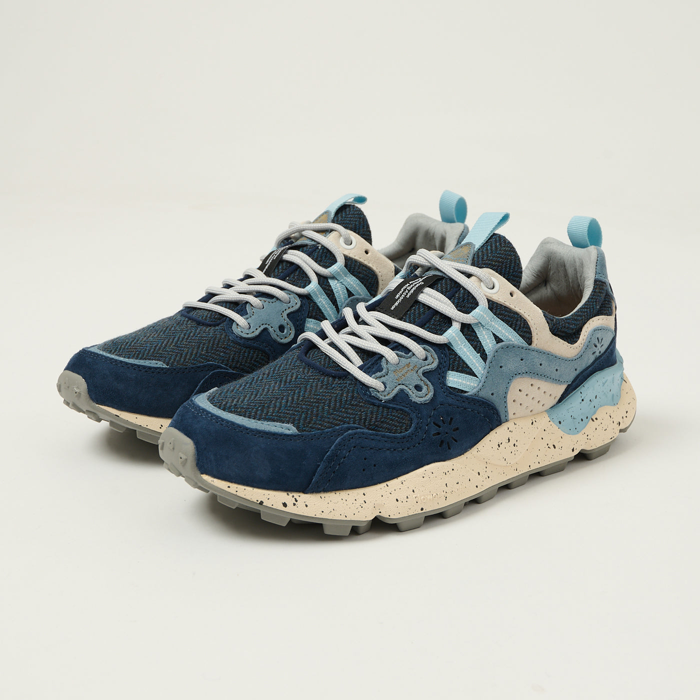 Flower Mountain Yamano 3 Suede/Woolen Knit - Black/Light Blue/Off White