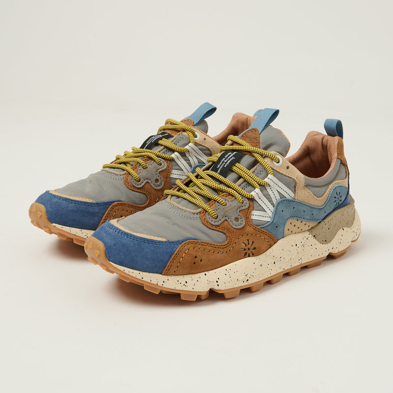 Flower Mountain Yamano 3 Suede/Nylon Sneaker - Brown/Deep Petrol/Light Blue