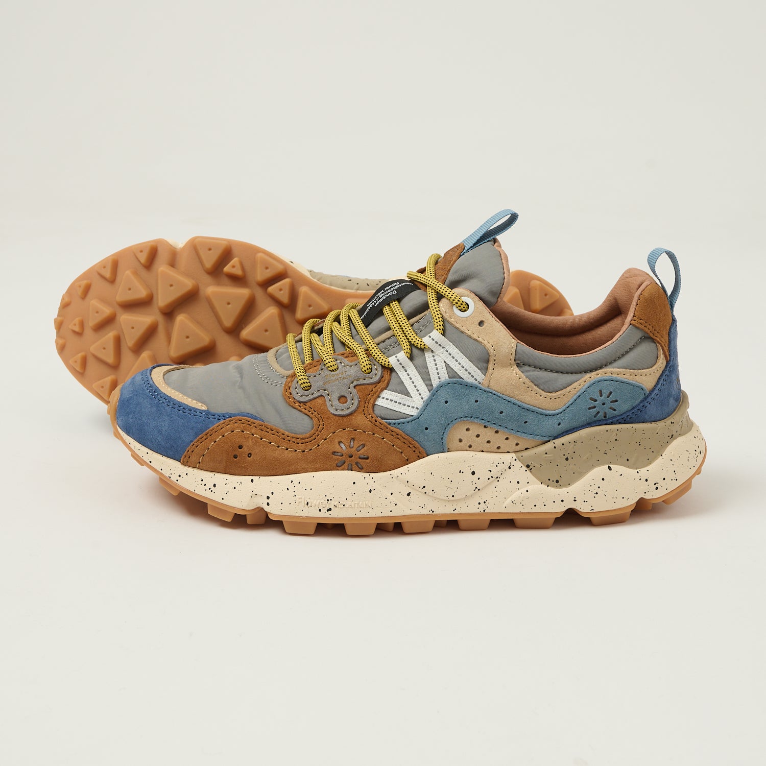 Flower Mountain Yamano 3 Suede/Nylon Sneaker - Brown/Deep Petrol/Light Blue