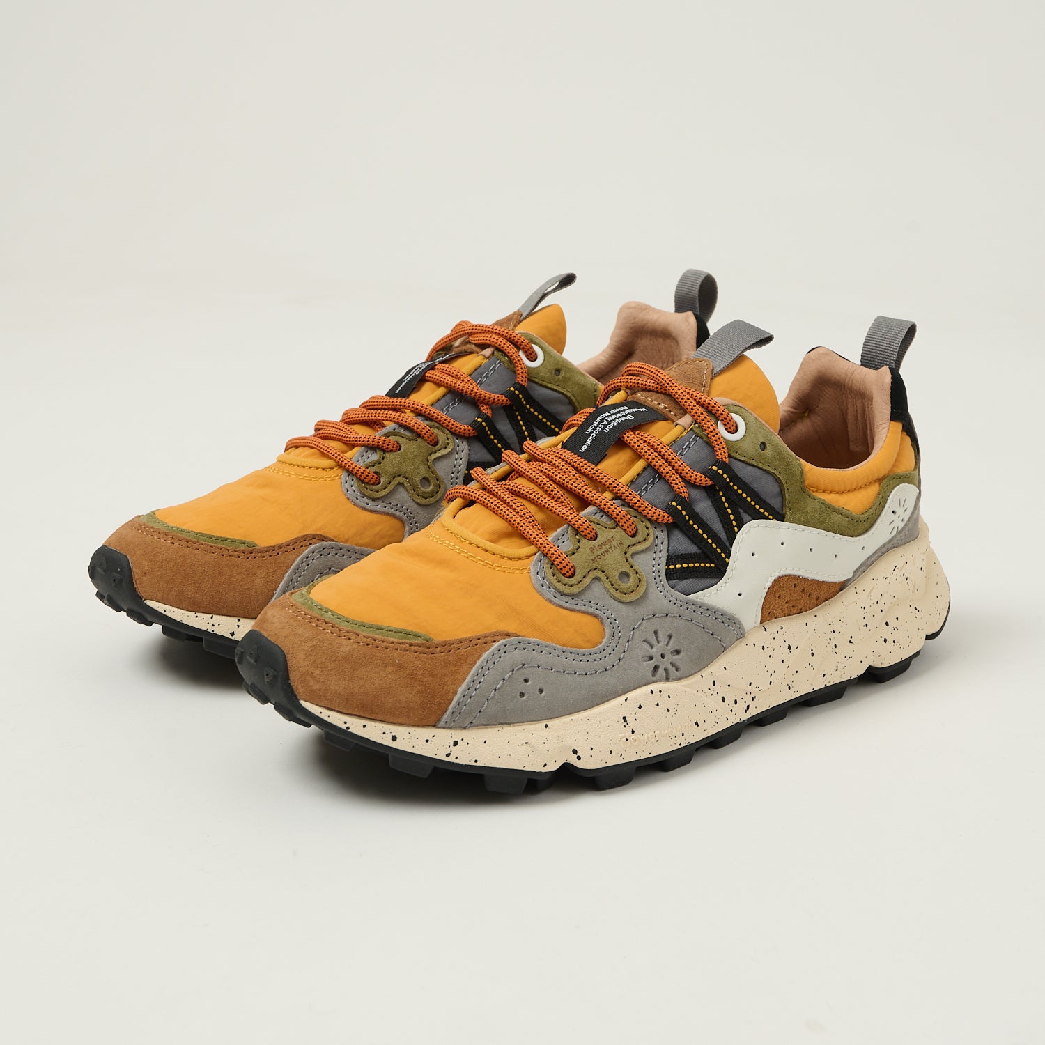 Flower Mountain Yamano 3 Suede/Nylon Sneaker - Warm Brown/Mustard