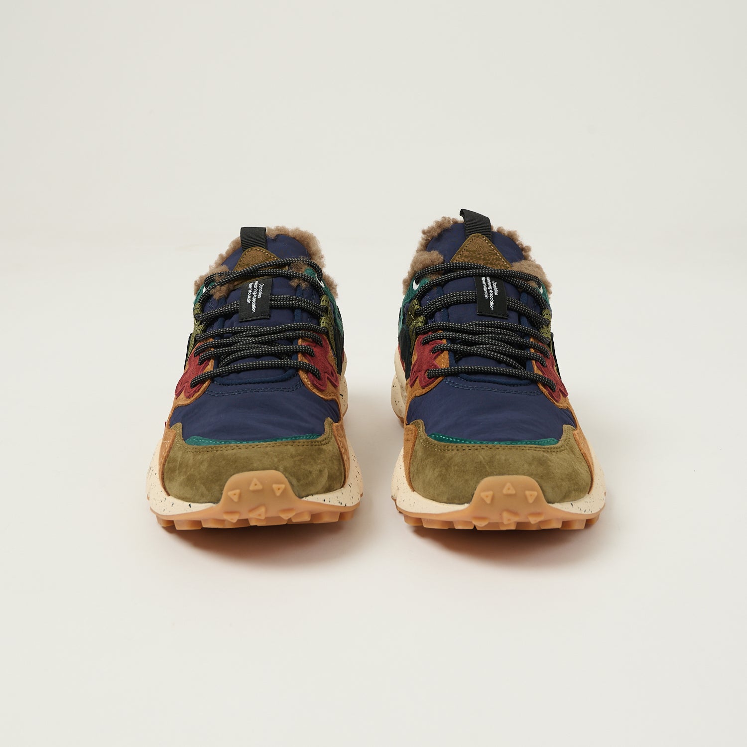 Flower Mountain Yamano 3 Suede/Nylon/Shearling Sneaker - Deep Mud/Light Brown/Navy