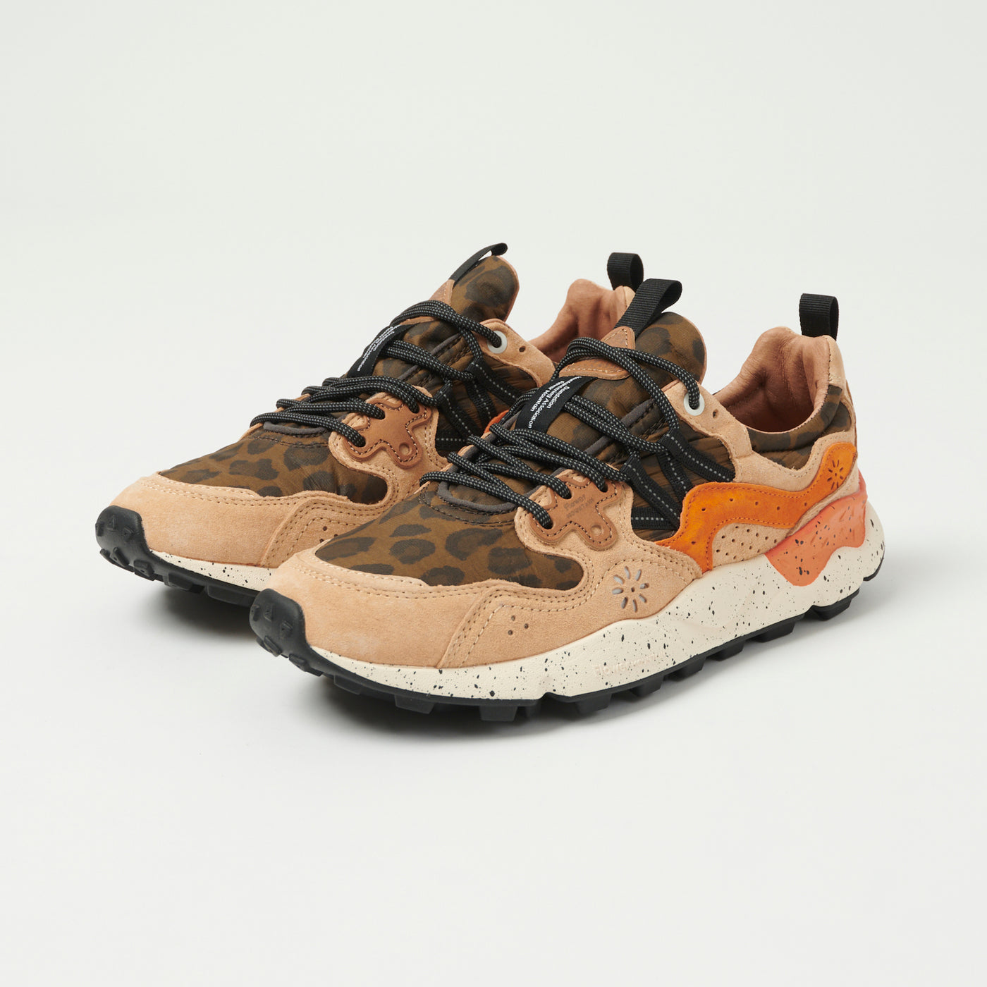 Flower Mountain Yamano 3 Suede/Nylon/Animal Sneaker - Beige/Brown