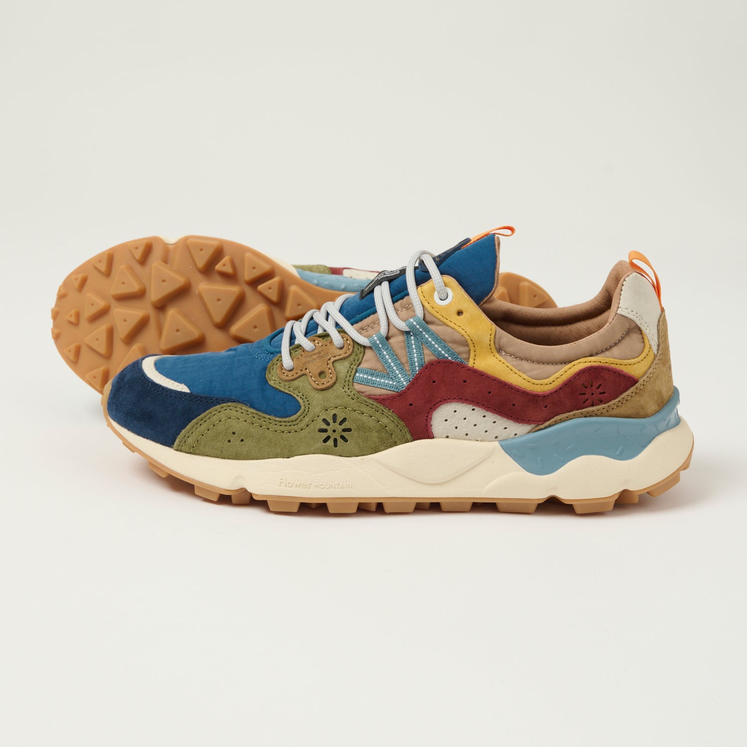 Flower Mountain Yamano 3 Suede/Nylon Sneaker - Blue/Army Green