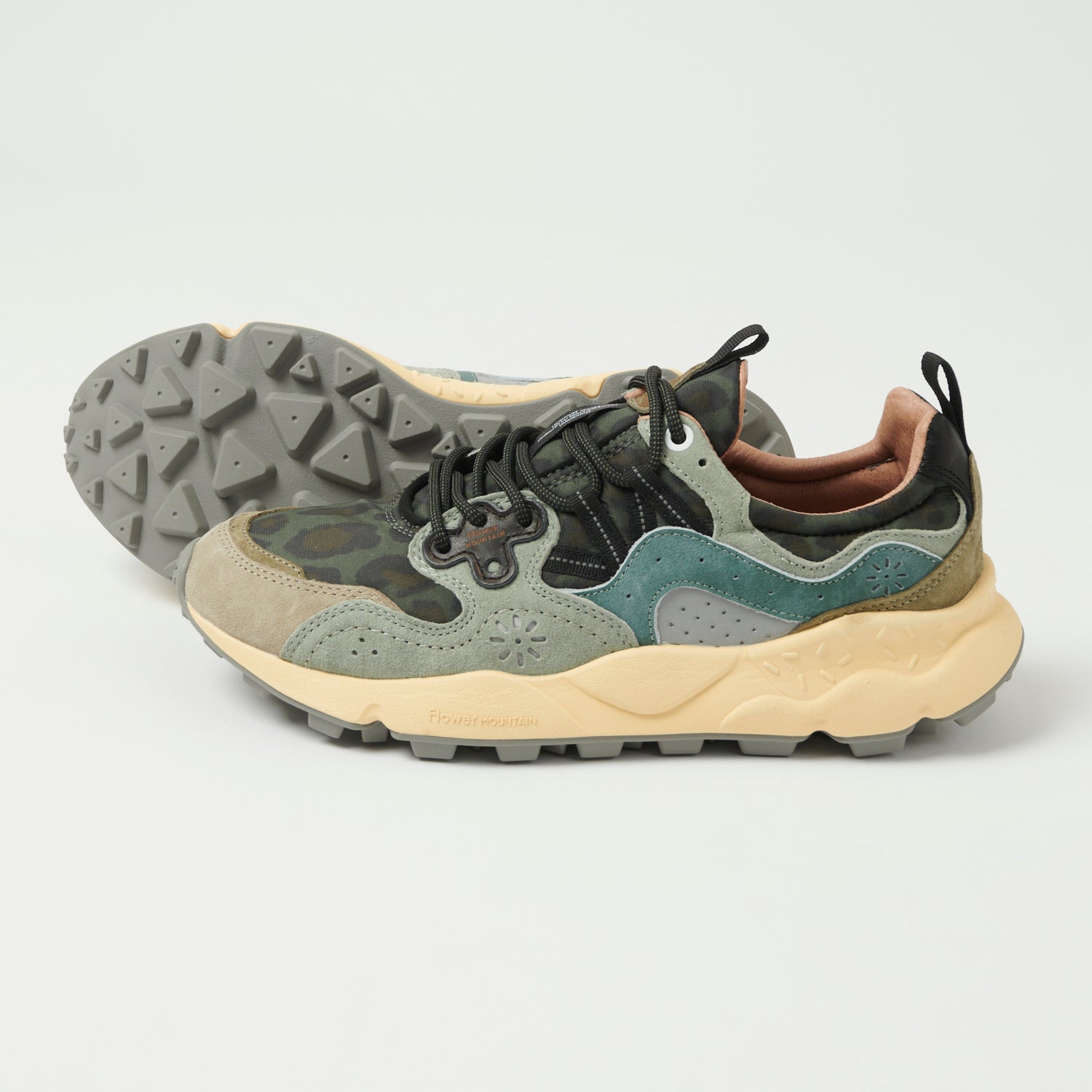 Flower Mountain Yamano 3 Suede/Nylon Sneaker - Anthracite/Green