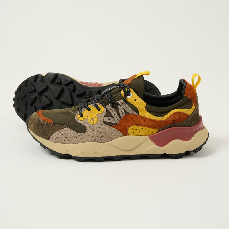 Flower Mountain Yamano 3 Man Suede/Nylon Sneaker - Grey/Yellow