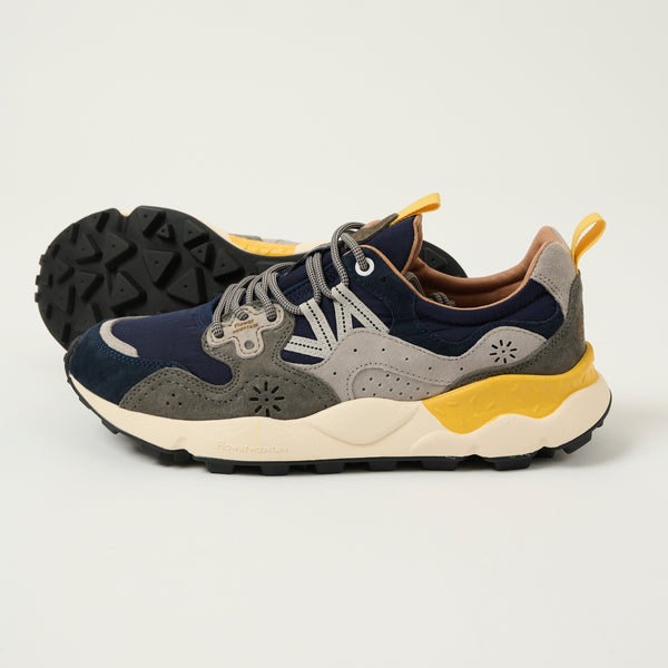 Flower Mountain Yamano 3 Man Suede/Nylon Sneaker - Navy/Blue/Grey