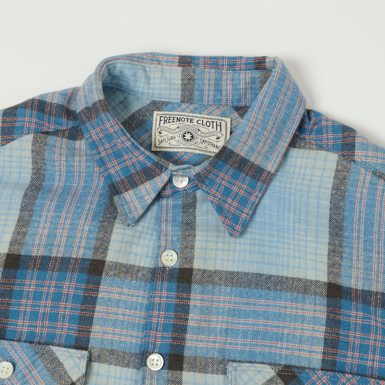 Freenote Cloth 'Benson' Concord Wool Plaid Shirt - Blue