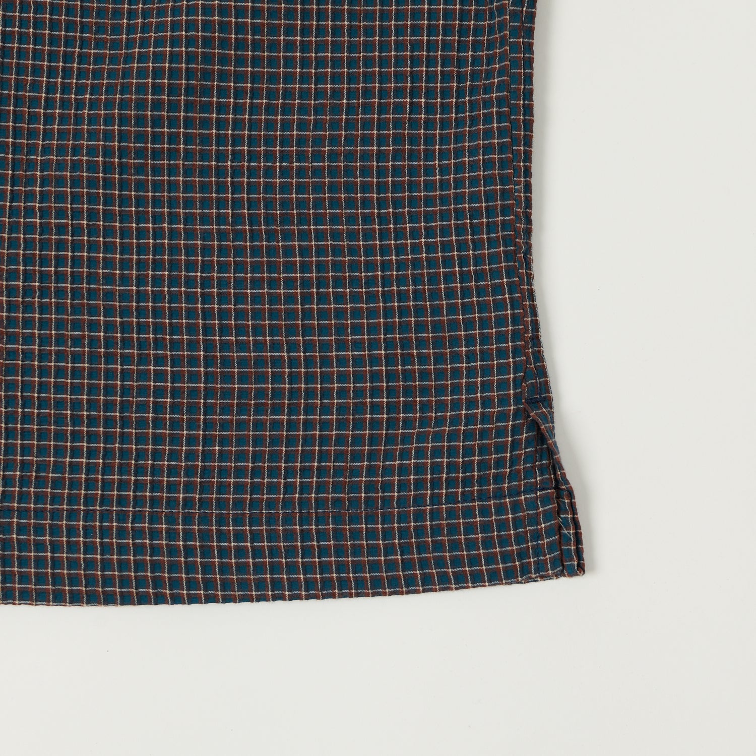 Freenote Cloth 'Cayucos' Seersucker Open Collar Shirt - Blue Plaid