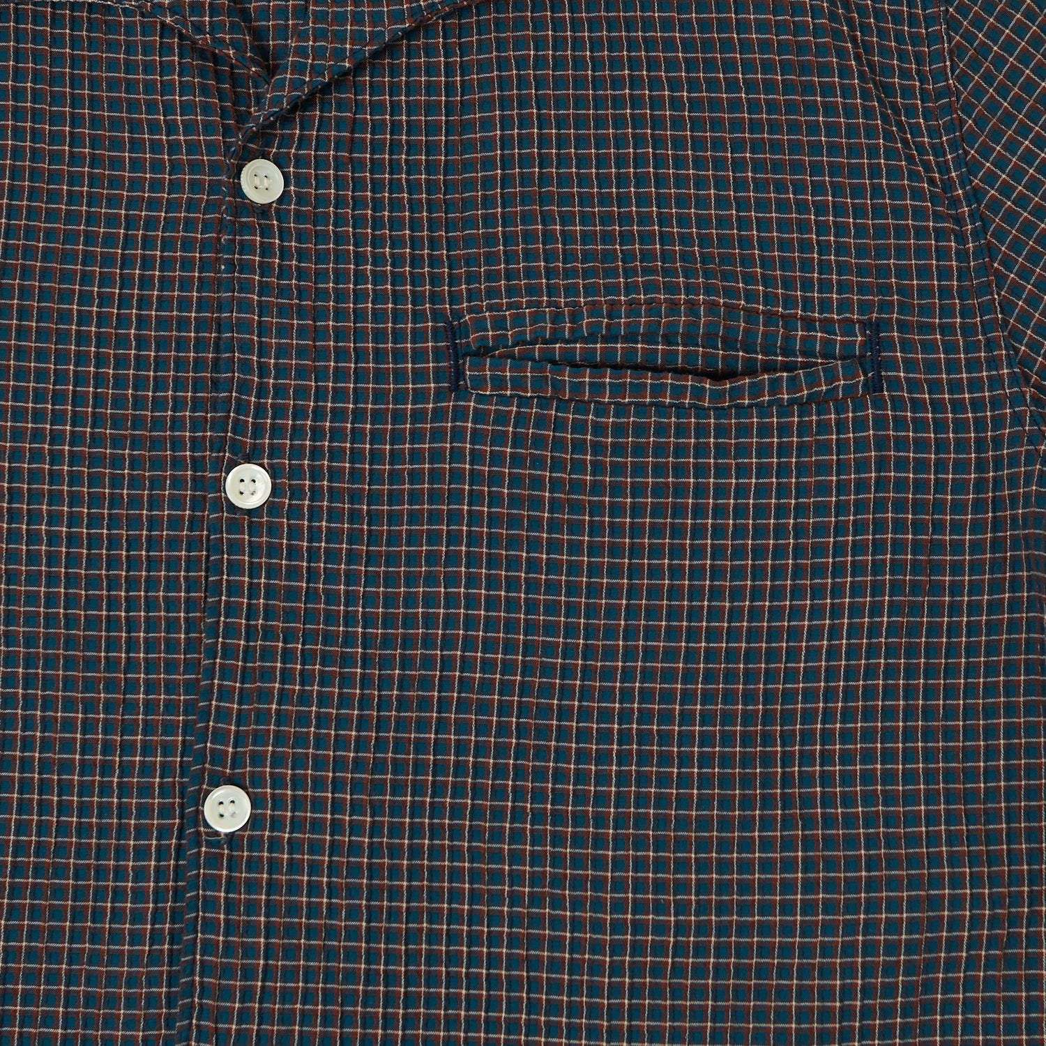 Freenote Cloth 'Cayucos' Seersucker Open Collar Shirt - Blue Plaid