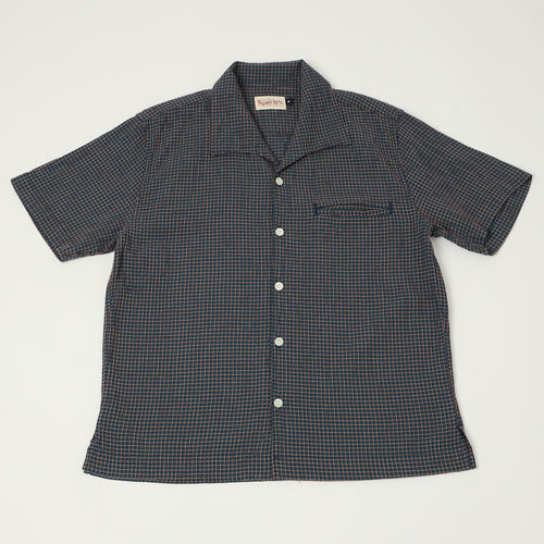Freenote Cloth 'Cayucos' Seersucker Open Collar Shirt - Blue Plaid