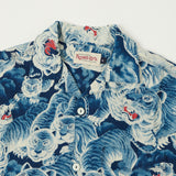 Freenote Cloth 'Hawaiian Tiger' S/S Shirt - Ice Blue