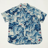 Freenote Cloth 'Hawaiian Tiger' S/S Shirt - Ice Blue