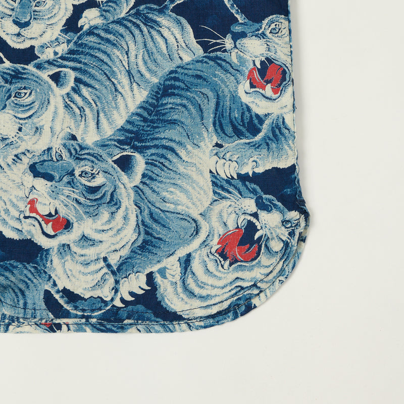 Freenote Cloth 'Hawaiian Tiger' S/S Shirt - Ice Blue