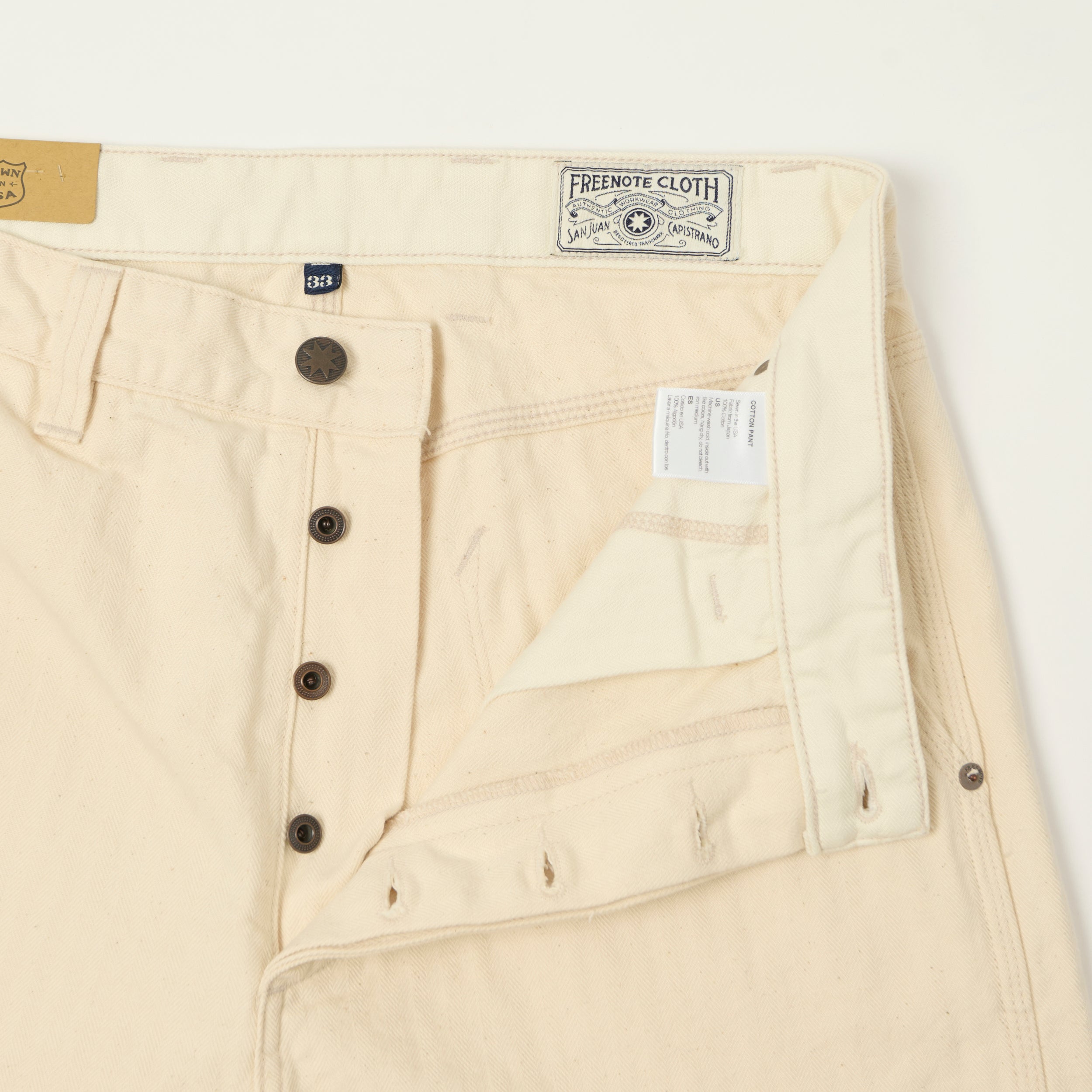 Freenote Cloth 'Ortega' 13oz Herringbone Trousers - Natural