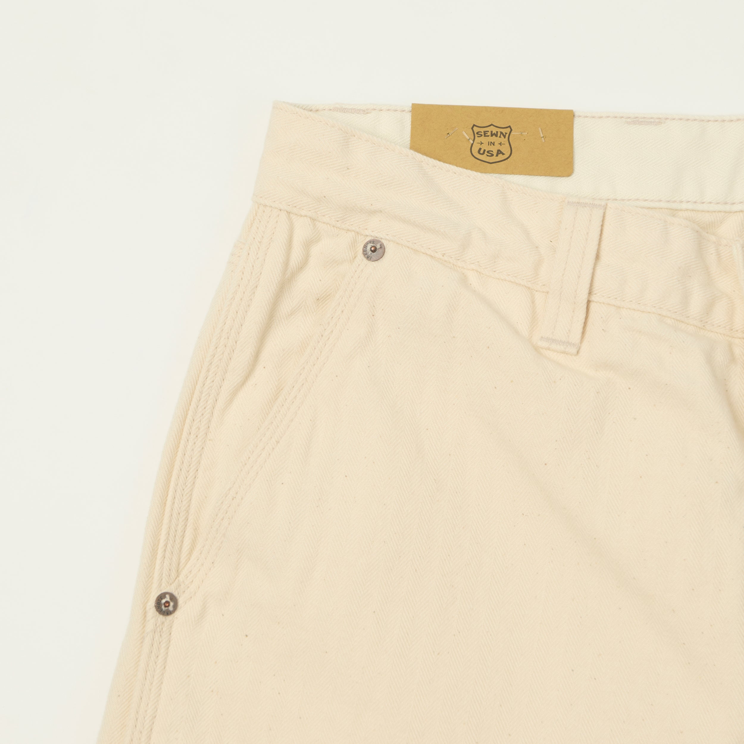 Freenote Cloth 'Ortega' 13oz Herringbone Trousers - Natural