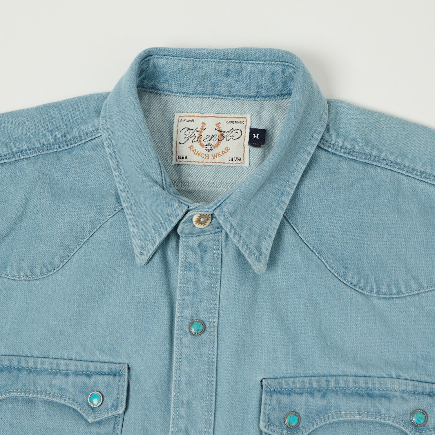 Freenote Cloth 'Modern' 11oz Denim Western Shirt - Bleach Wash